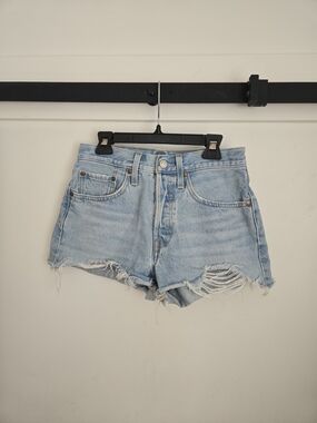 Levi's Light Blue Distressed Cutoff Denim Shorts